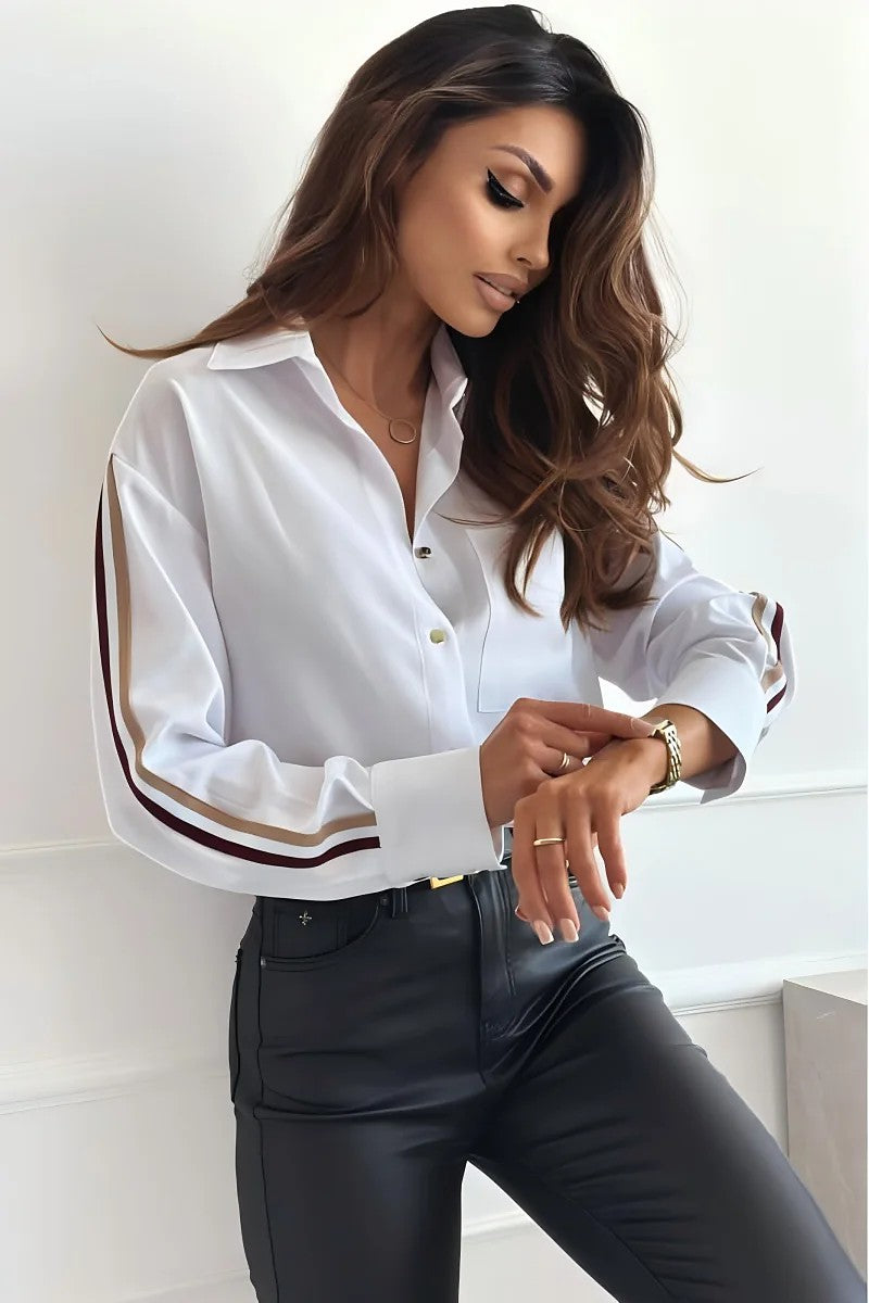 Dames Wijde Blouse met Streepdetail