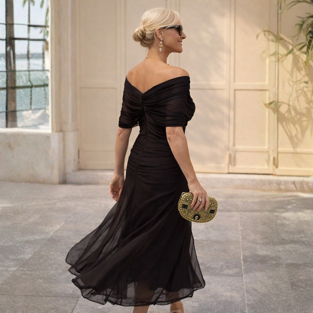 Dames Maxi Jurk Off Shoulder met Laagjes