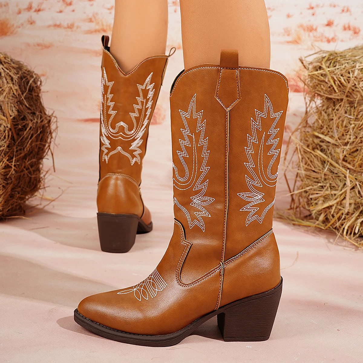Dameslaarzen Western Boots met Halfhoge Schacht