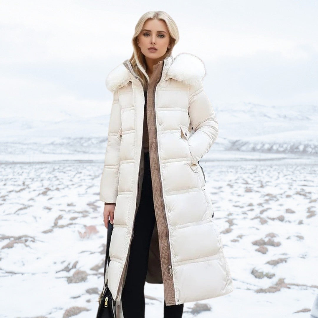 Dames Lange Gewatteerde Parka met Capuchon