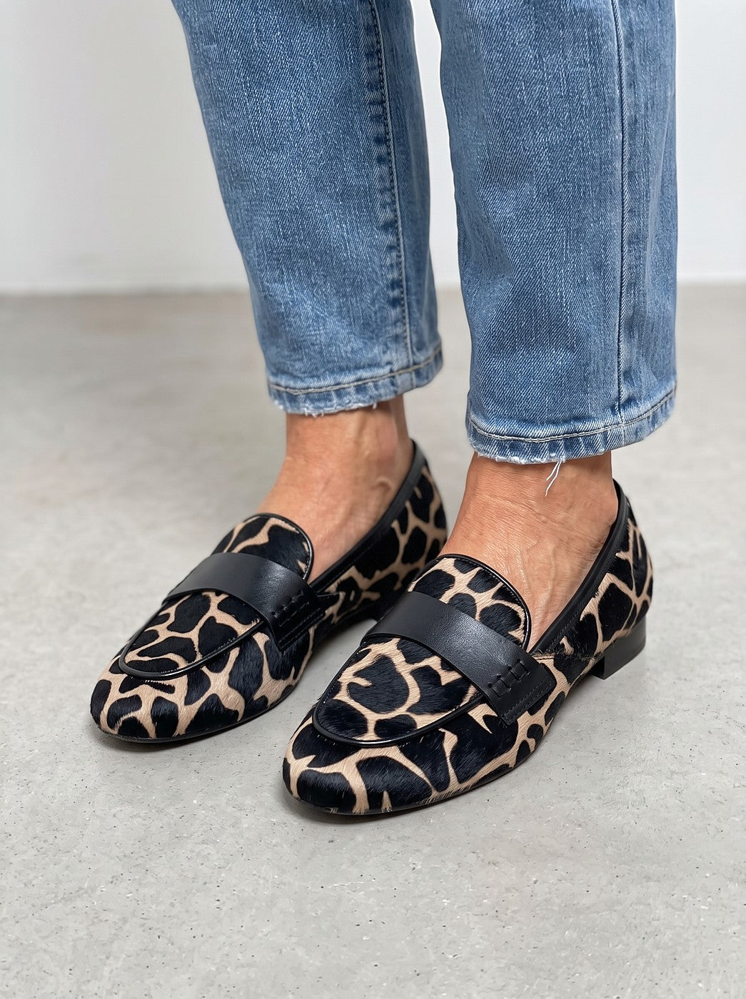 Dames Loafers met Dierenprint en Blokhak