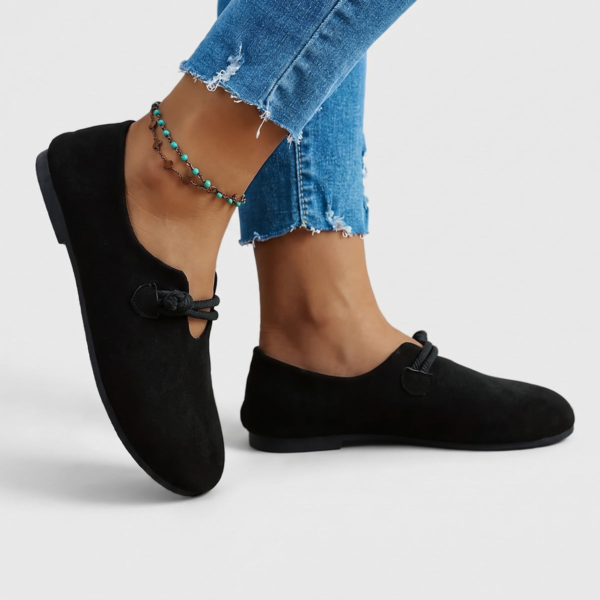 Dames Platte Suede Look Loafers