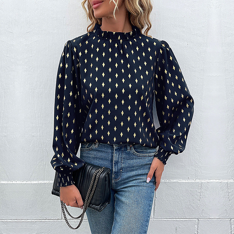 Damesblouse Lange Mouw met Elegante Kraag en Losse Pasvorm Lizzy
