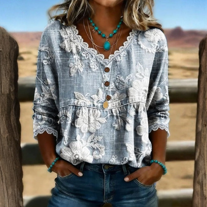 Damesblouse met Bloemmotief en 3/4 Mouwen Lizzy