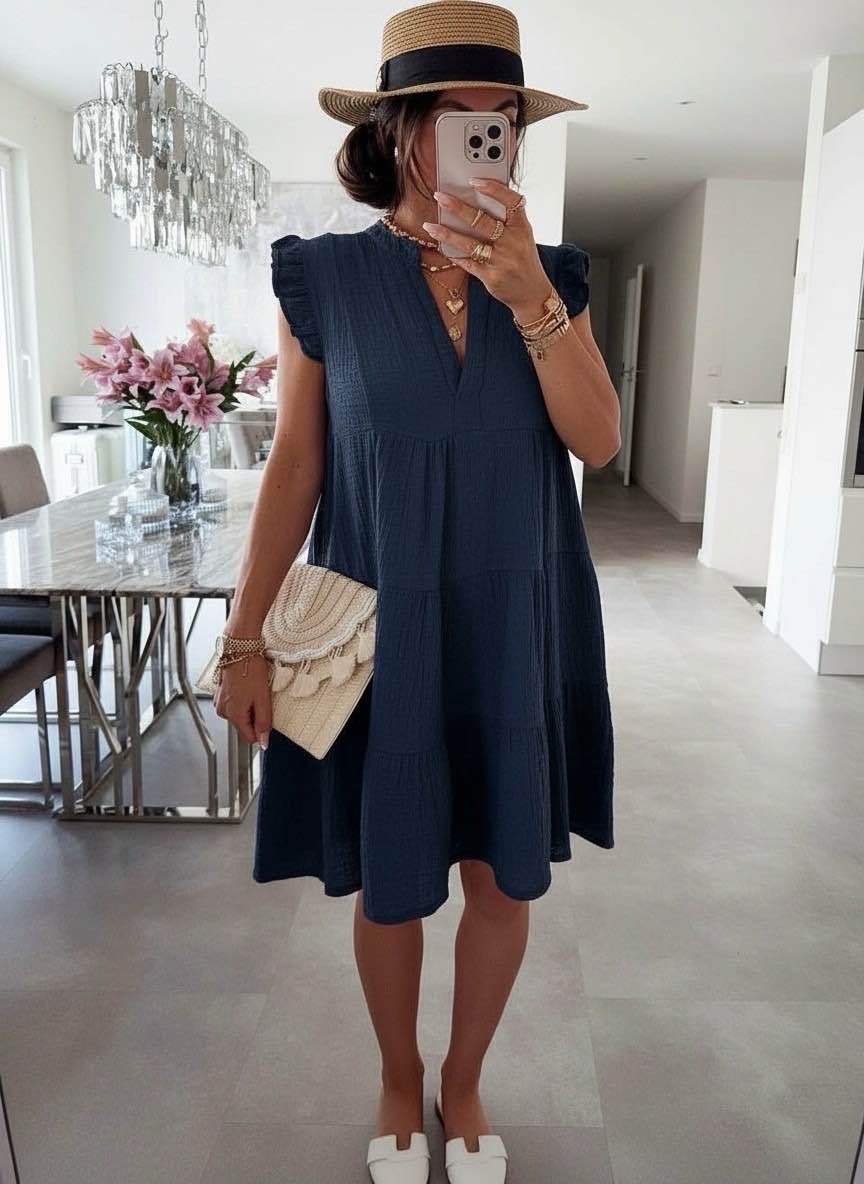 Damesjurk Zomer met Ruffle Mouwtjes en V-hals Lizzy