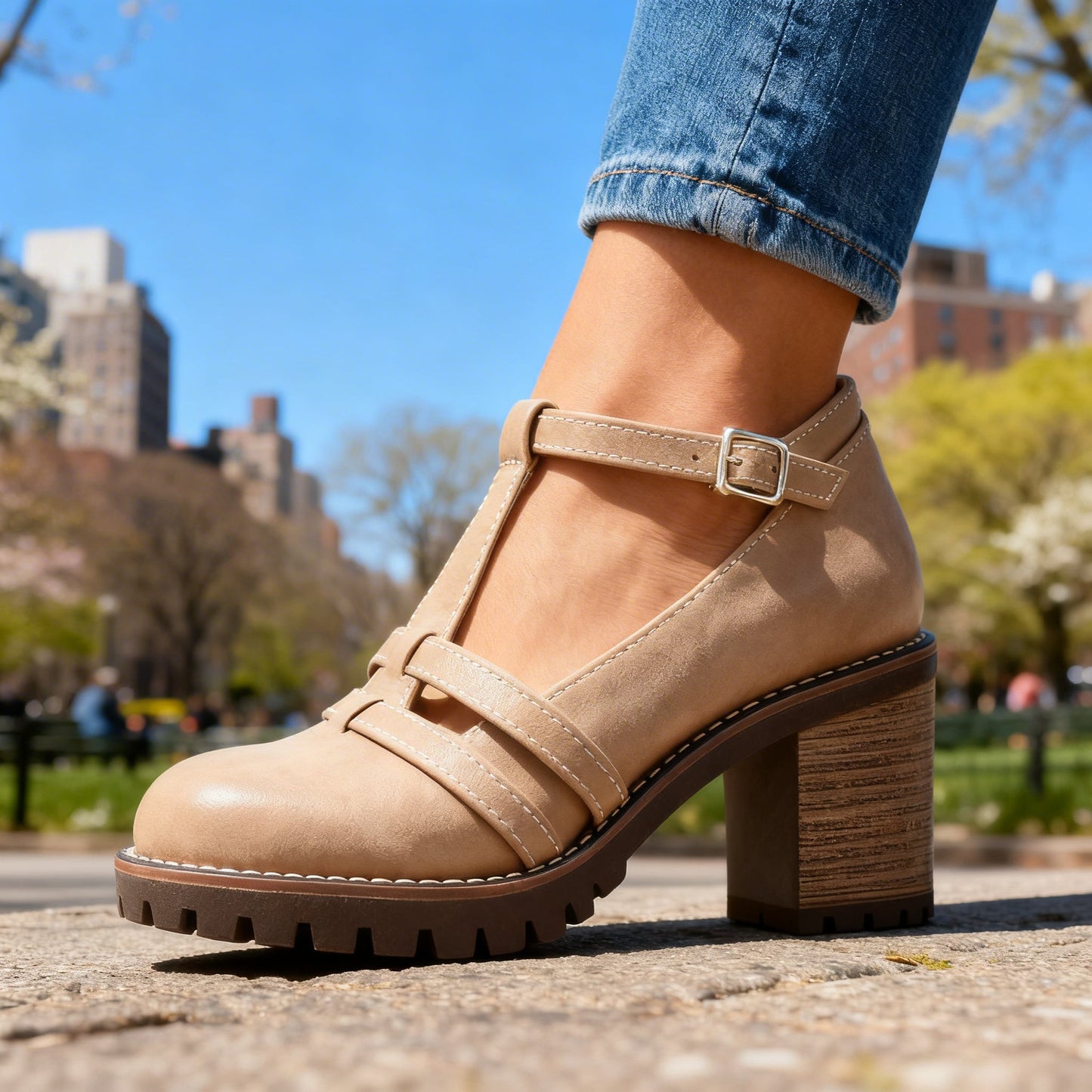 Damesloafers met Blokhak en Verstelbare Bandjes Lizzy