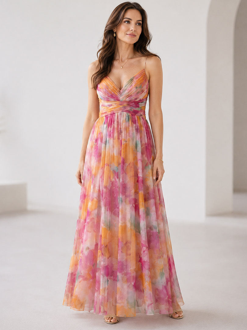 Damesmaxi-jurk met Bloemenprint en Dunne Bandjes Lizzy