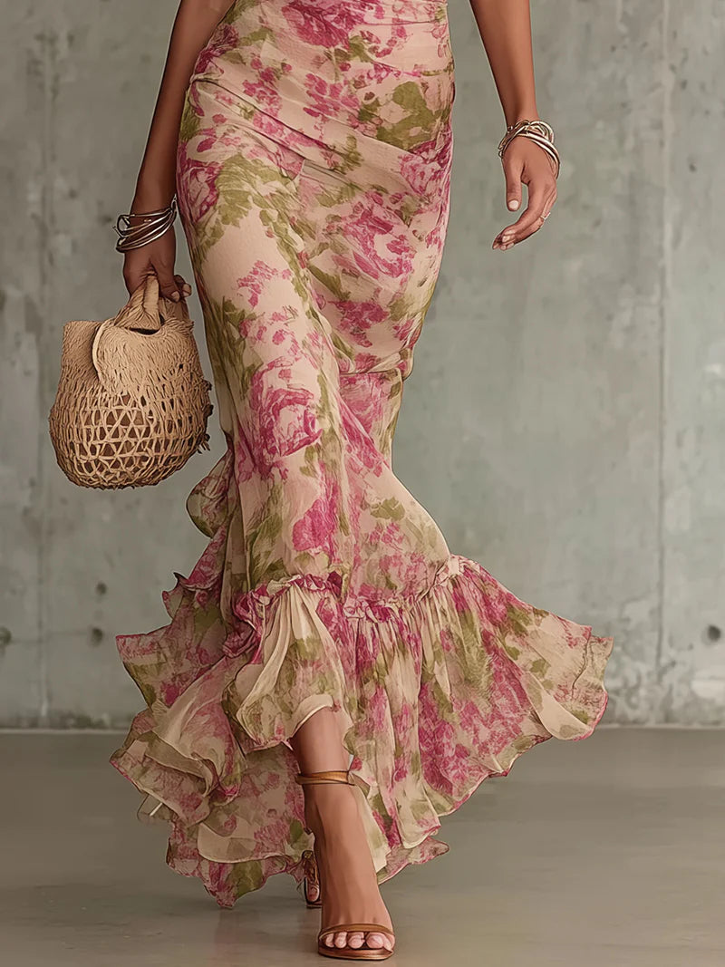 Damesmaxi-jurk met Bloemenprint en Pofmouwen Lizzy