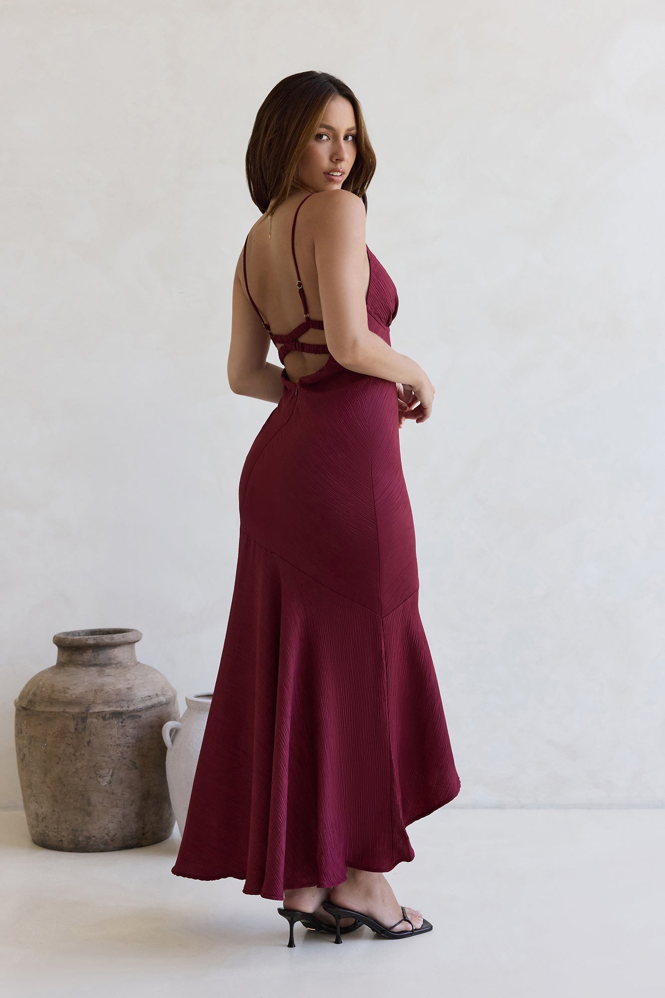 Damesmaxi-jurk met V-hals en Asymmetrische Zoom Lizzy
