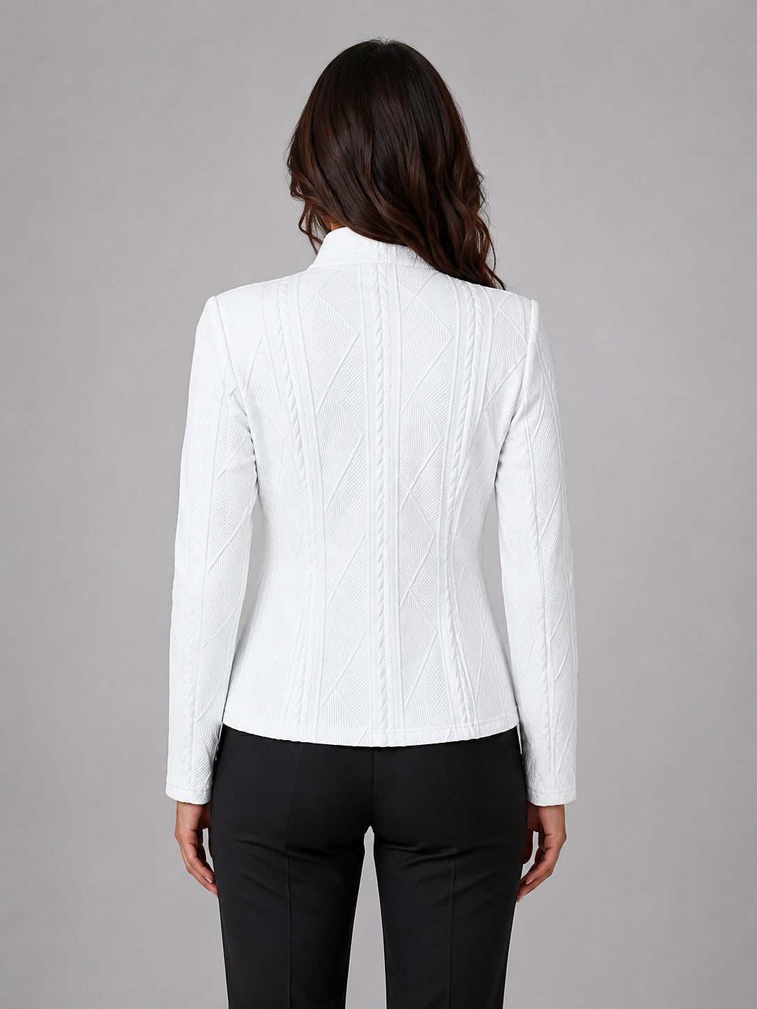 Dames Blazer met Opstaande Kraag en Knopen