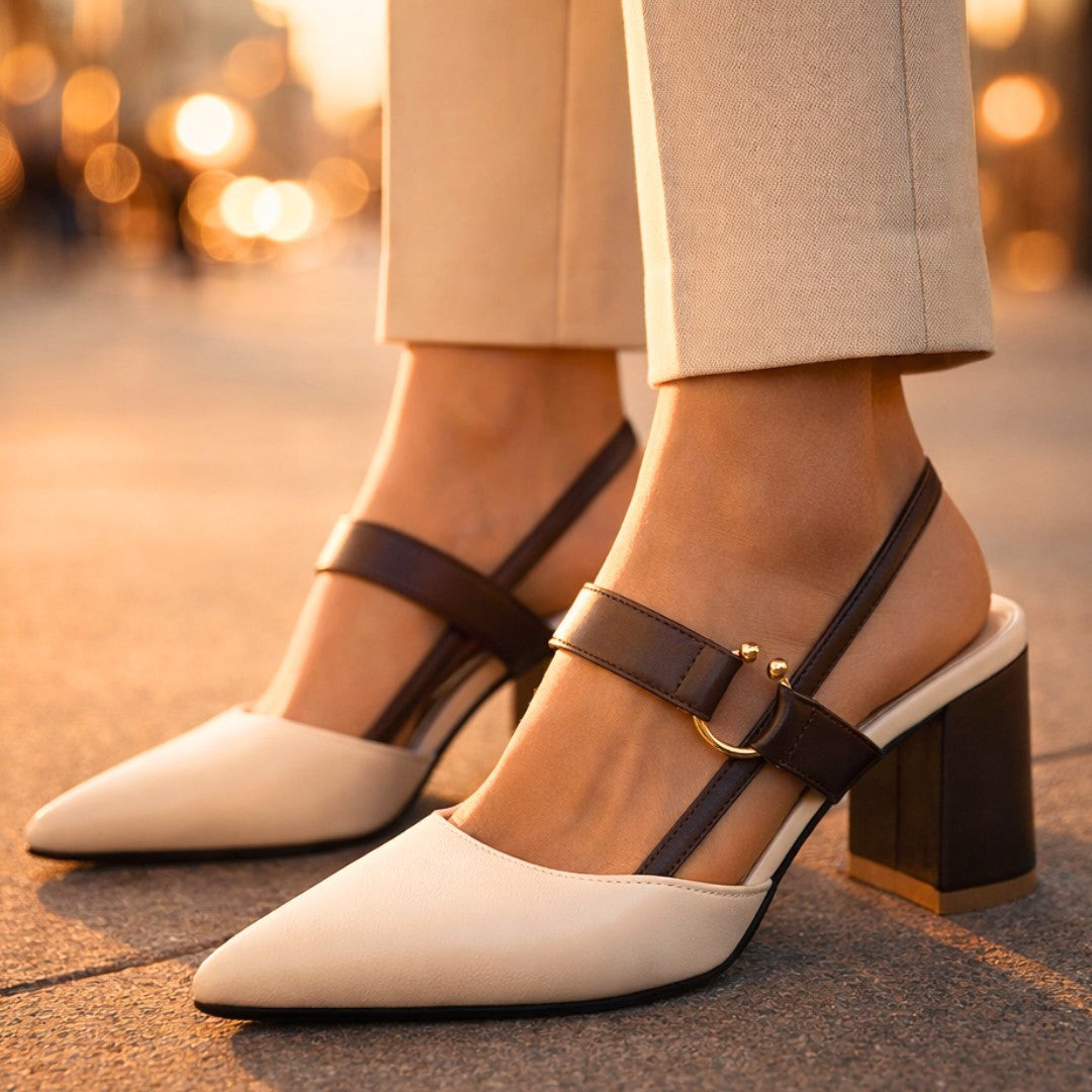 Dames Slingbacks met Blokhak en Ring