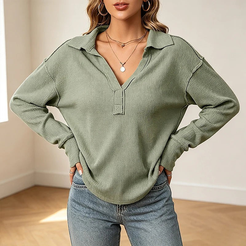 Damestrui Polosweater met Wafelstructuur Lizzy