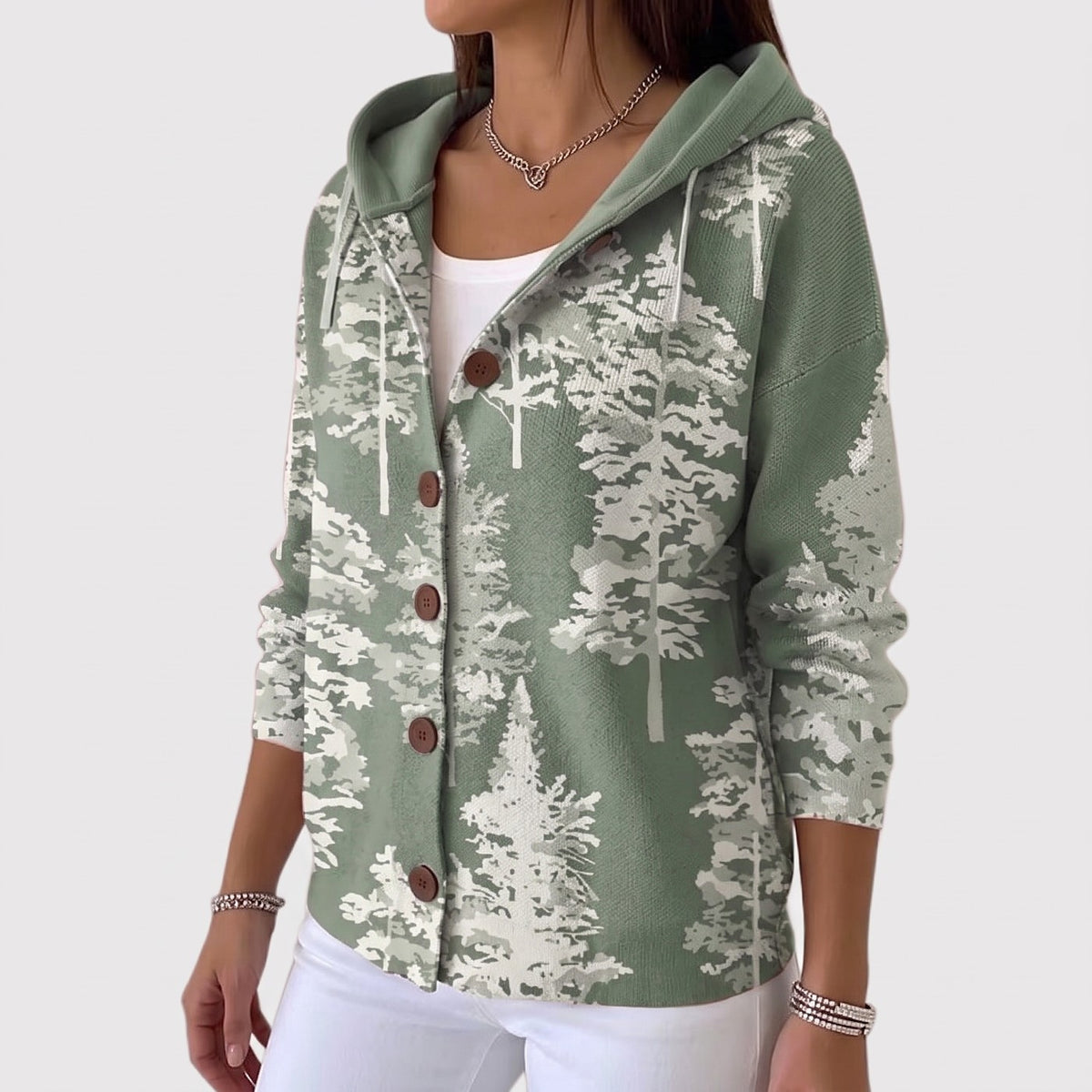 Damesvest met Capuchon en Knoopsluiting