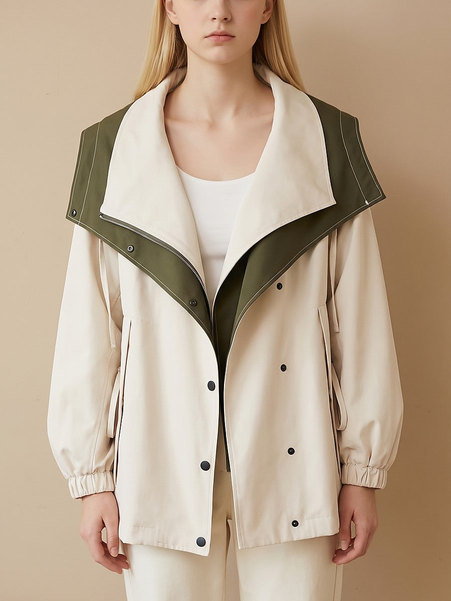 Dames Oversized Windjack met Grote Kraag