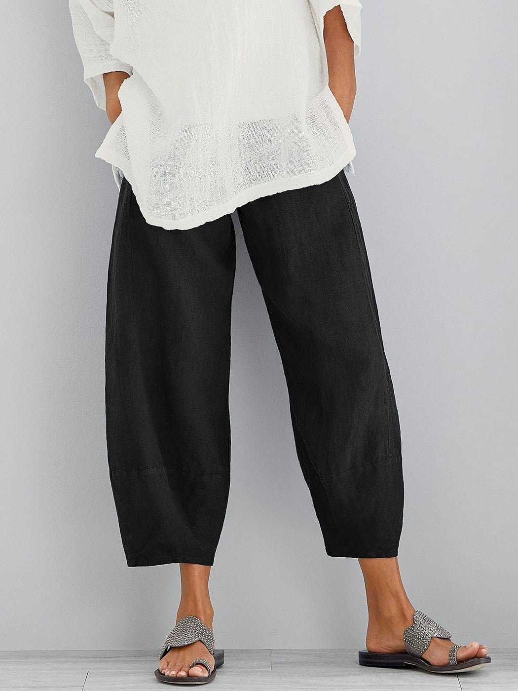 Dames Cropped Broek met Elastische Taille