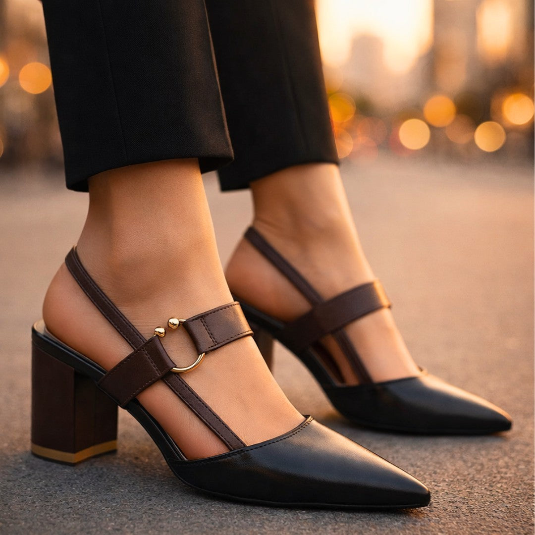 Dames Slingbacks met Blokhak en Ring