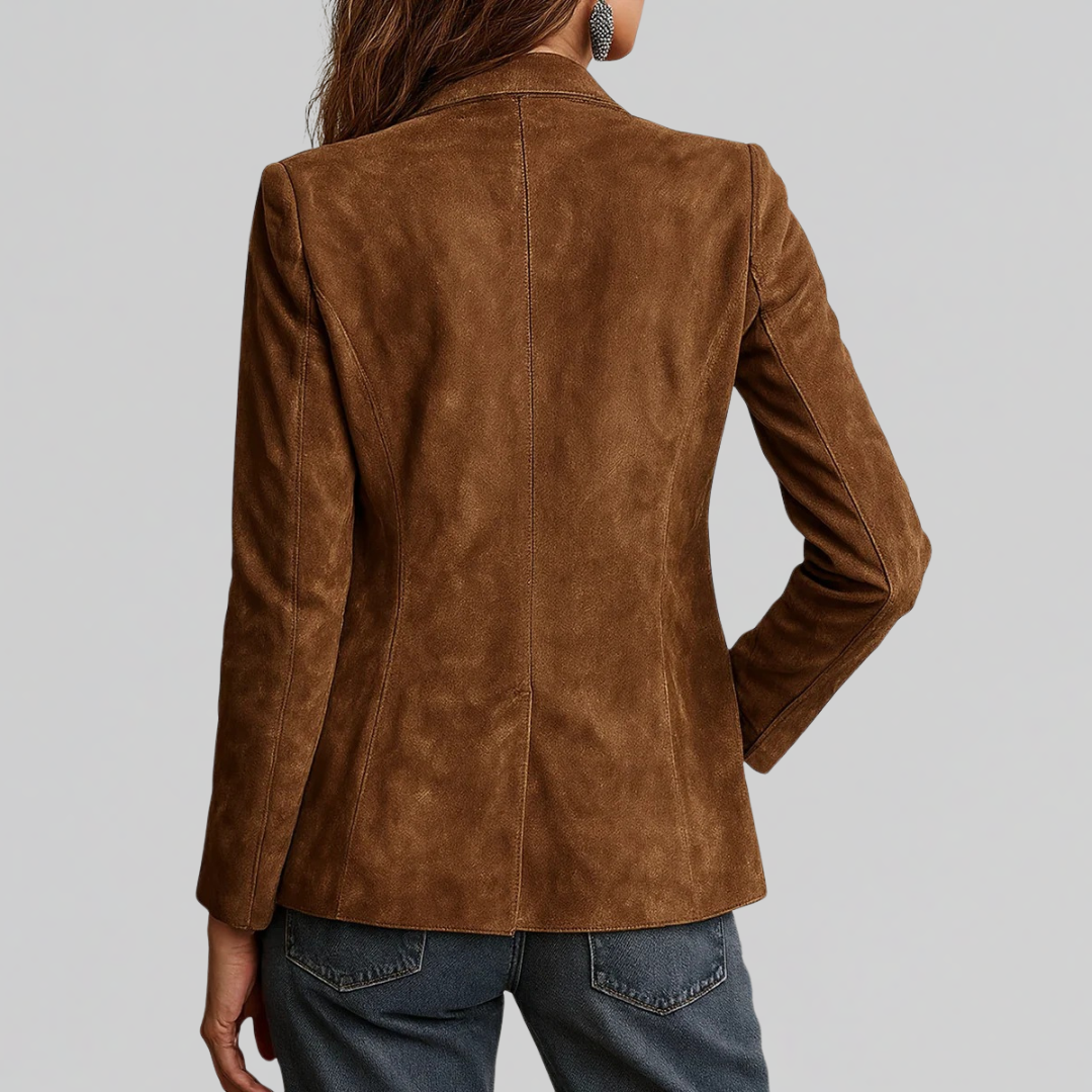 Dames Blazer in Suede Look met Revers
