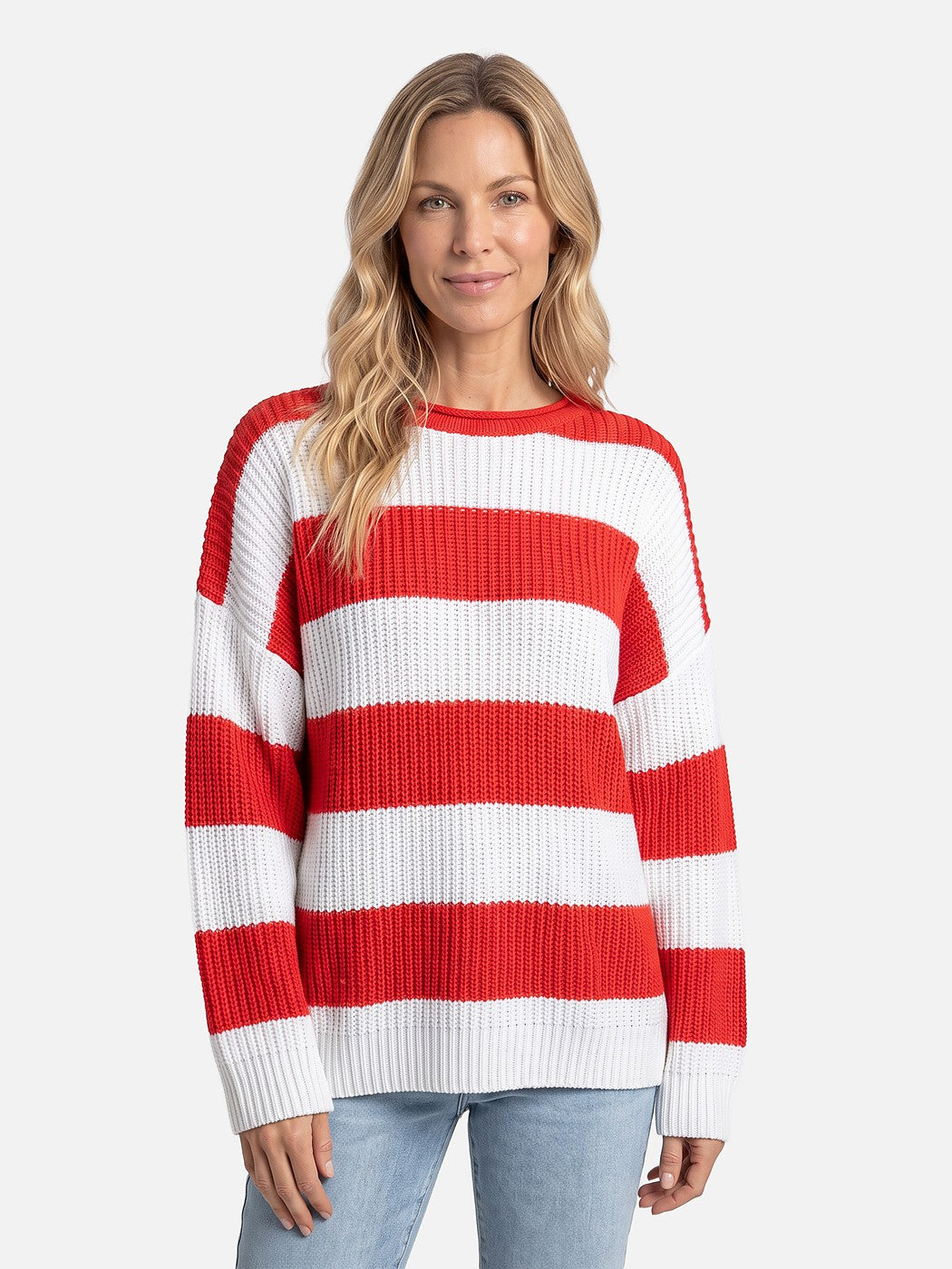Dames Oversized Gestreepte Trui met Ronde Hals