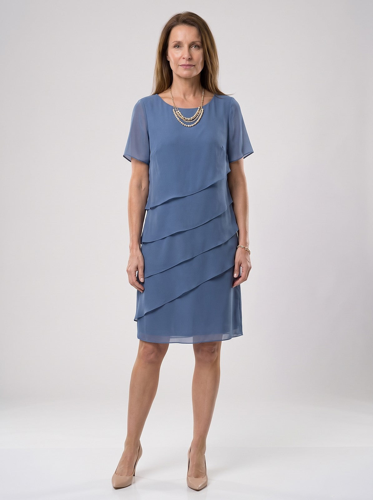 Dames Feestjurk met Gelaagd Chiffon