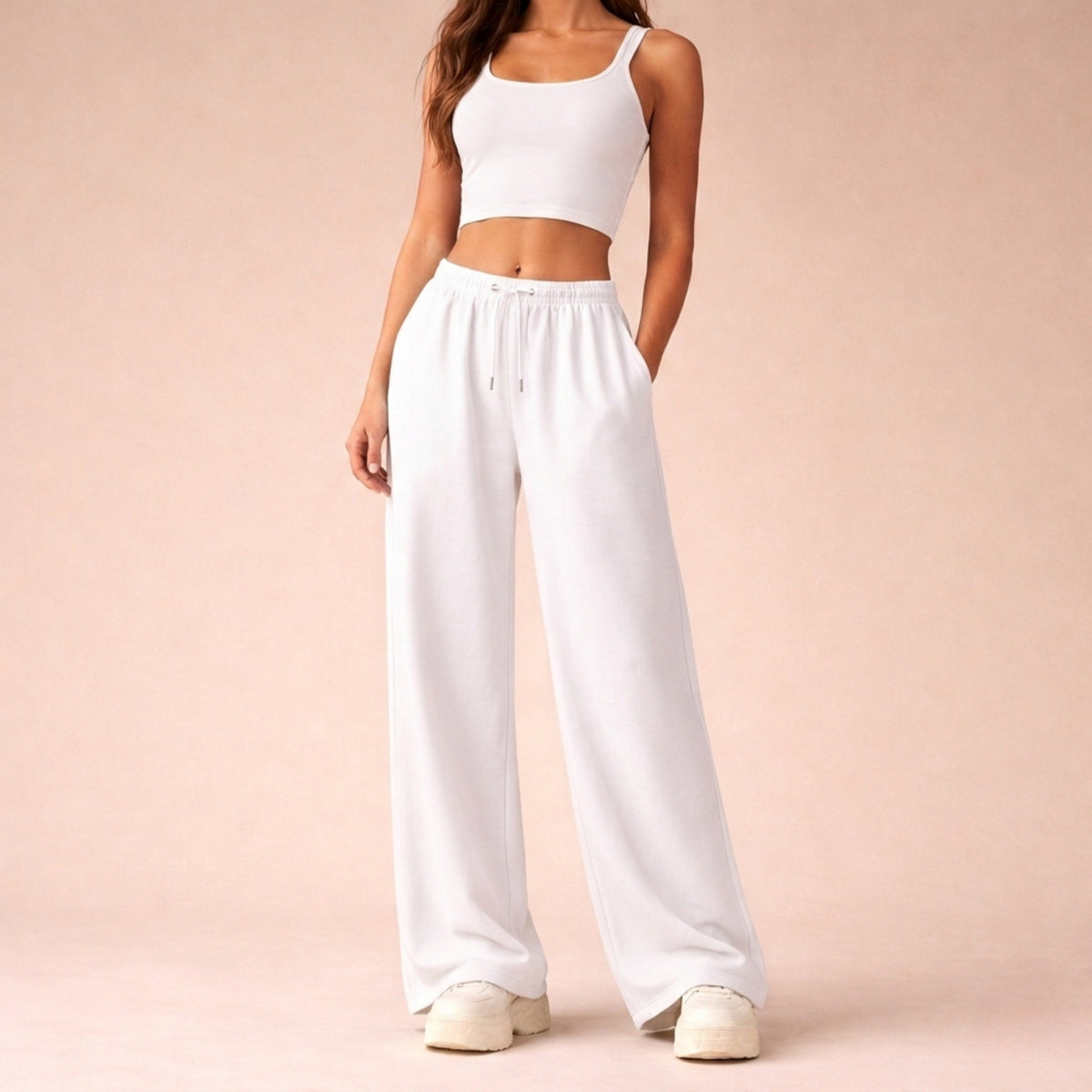 Dames Wijde Broek met Elastische Taille