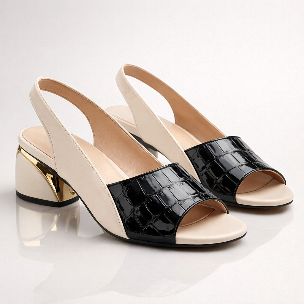 Dames Sandalen met Blokhak en Open Neus
