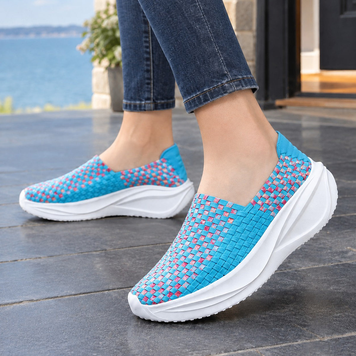 Dames Gevlochten Sleehak Sneakers