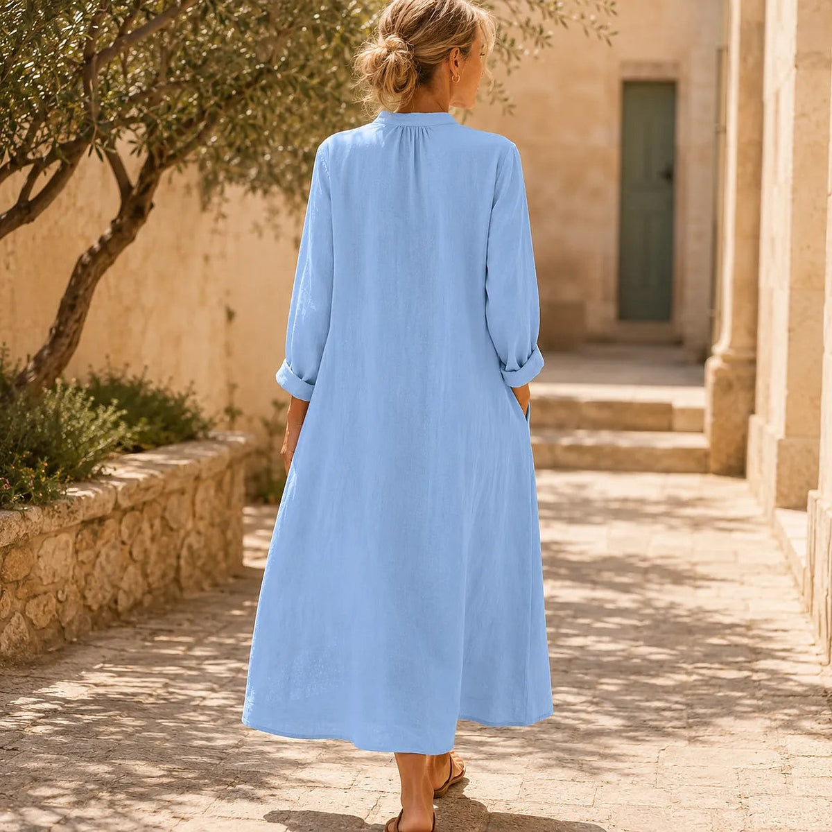 Dames Midi Blousejurk met Lange Mouwen