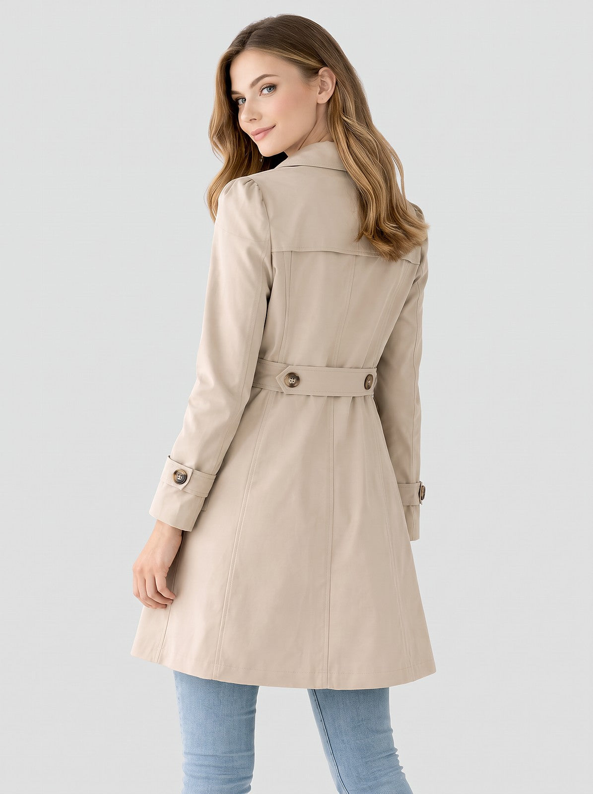 Dames Halflange Trenchcoat met Knopen