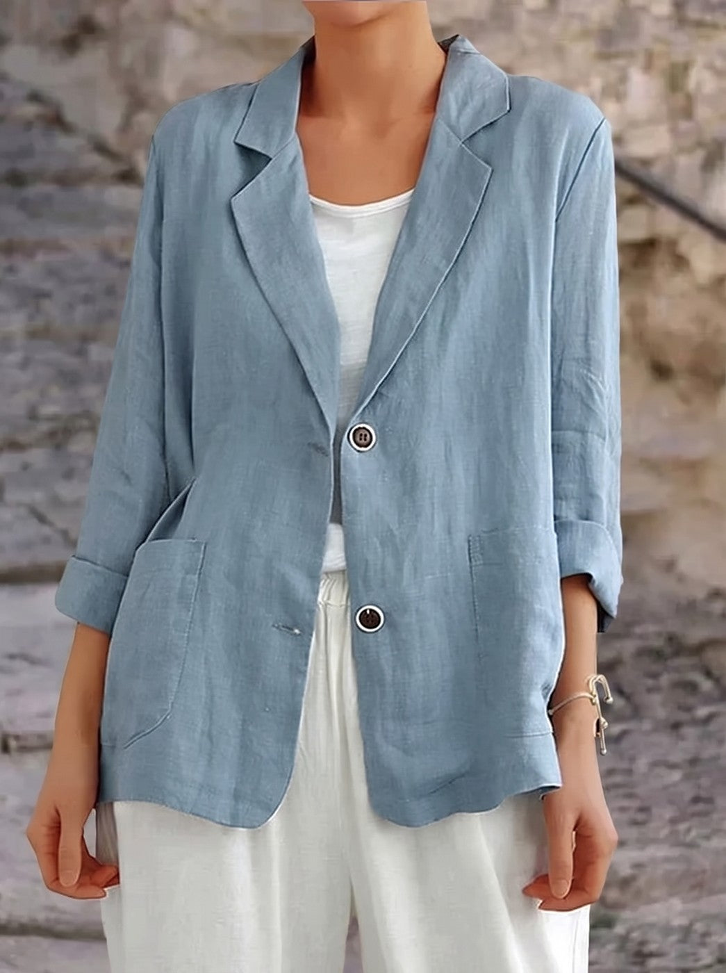Damesblazer Casual met Zakken en Knopen