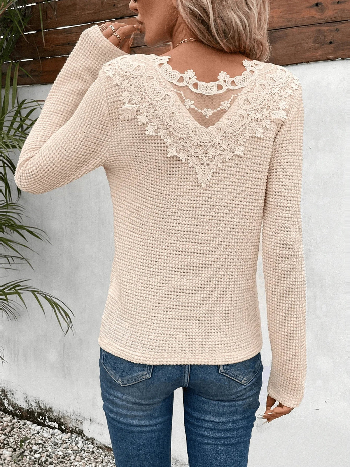 Dames Gebreide Top met Kanten Detail