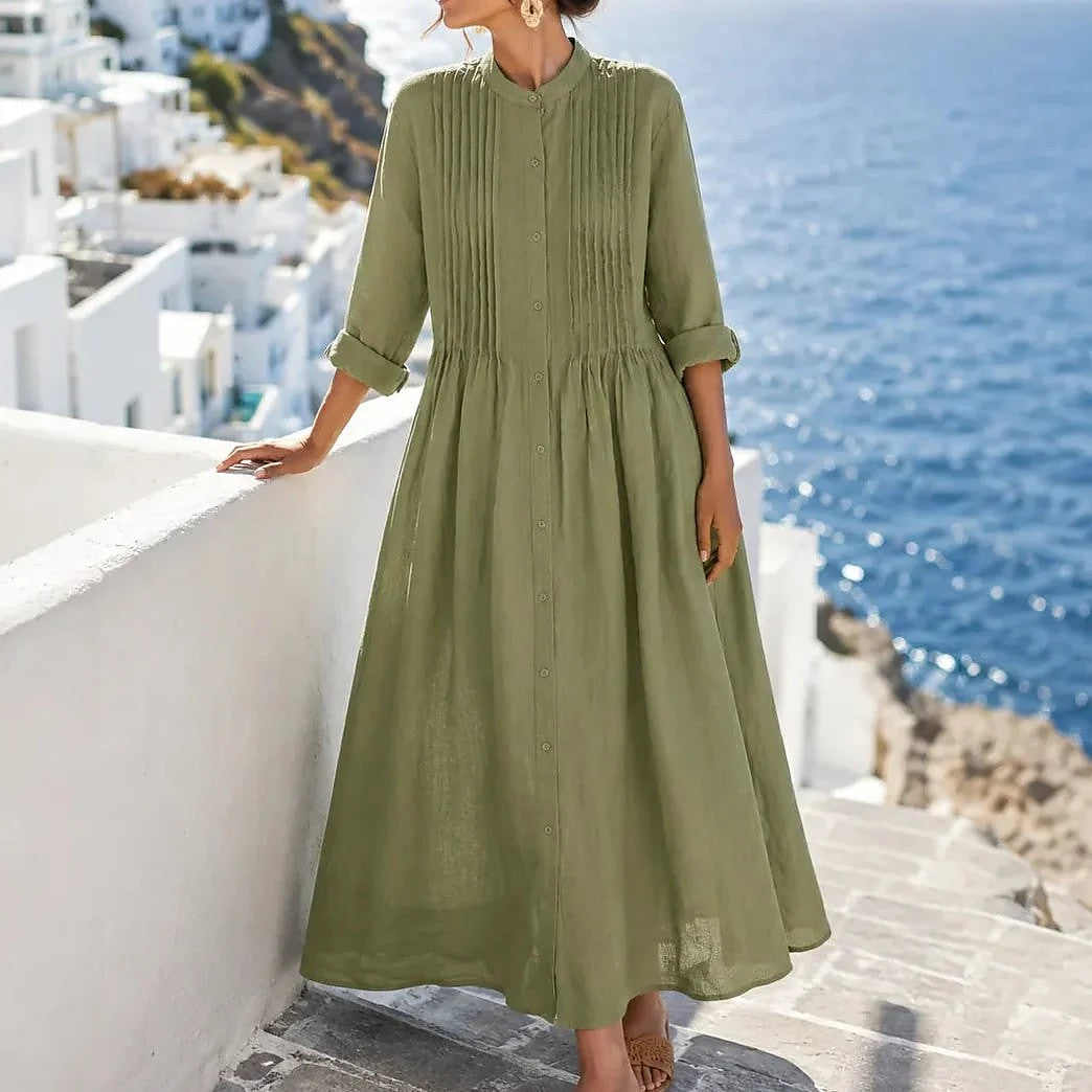 Dames Midi Blousejurk met Lange Mouwen