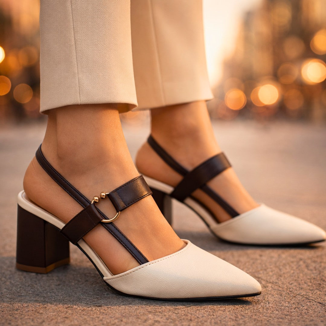 Dames Slingbacks met Blokhak en Ring
