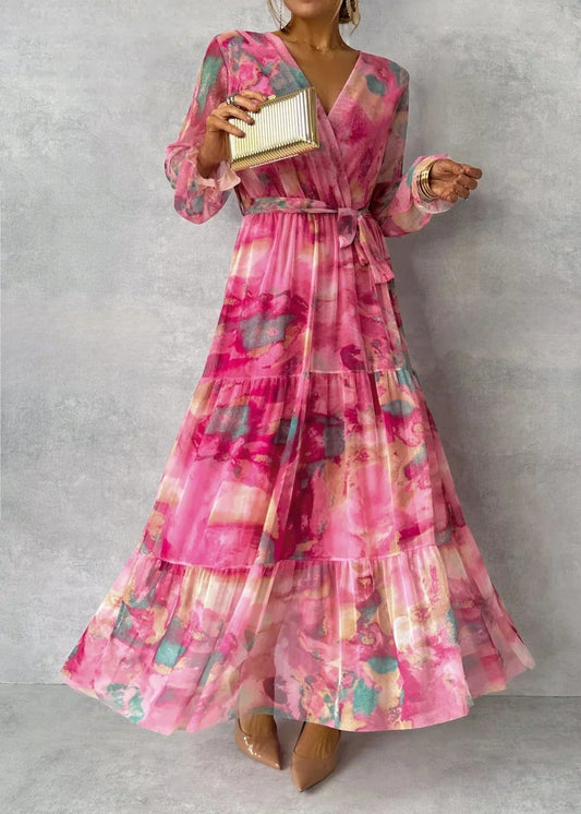Dames Lange Wikkeljurk met Bloemenprint