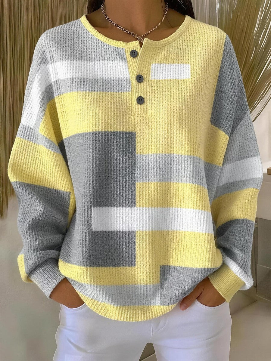 Dames Wafelsweater met Opstaande Boord