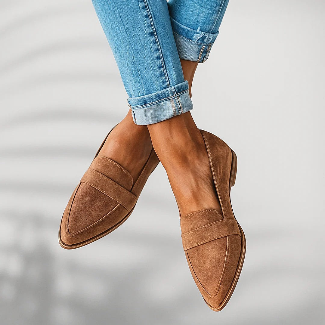 Dames Suede Look Loafers met Puntneus