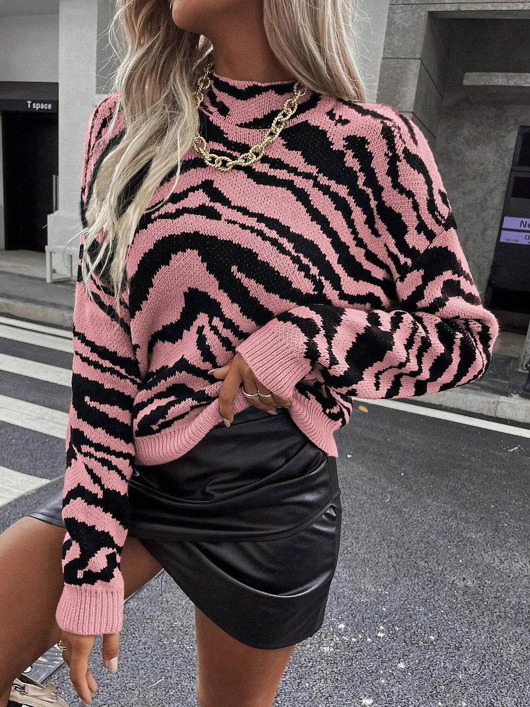 Damestrui Cropped met Col en Zebraprint