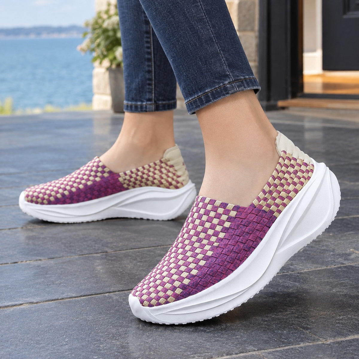 Dames Gevlochten Sleehak Sneakers