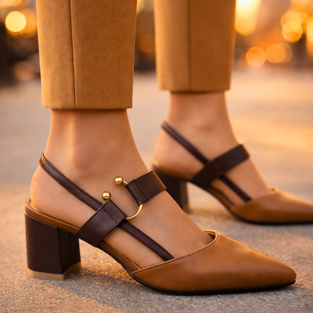 Dames Slingbacks met Blokhak en Ring