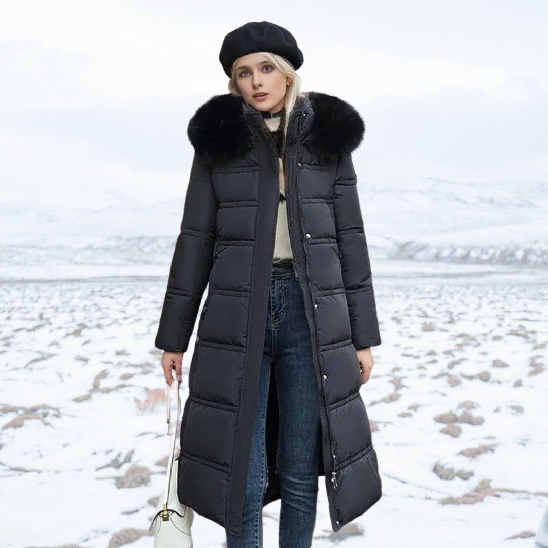 Dames Lange Gewatteerde Parka met Capuchon