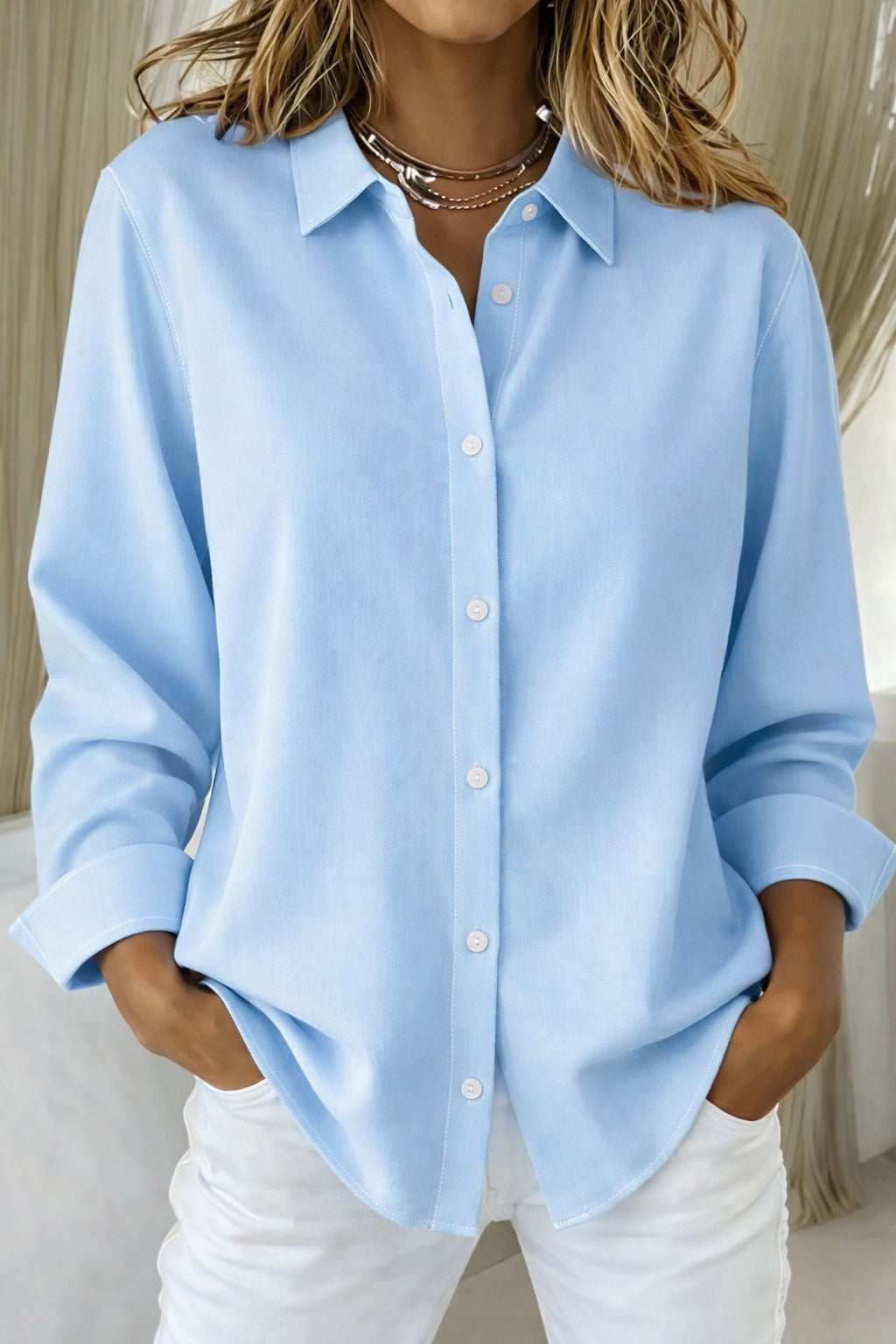 Damesblouse met Lange Mouwen en Kraag