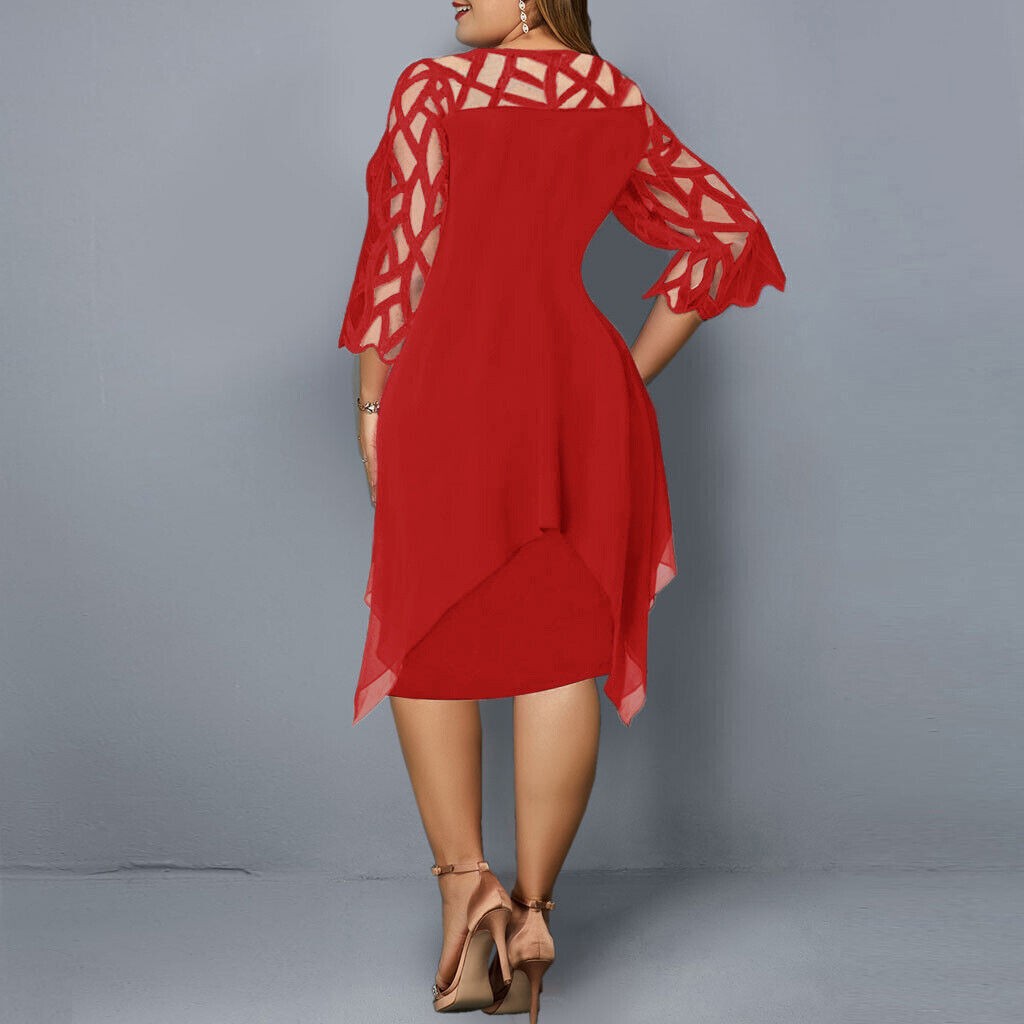 Dames Knielange Chiffon Jurk Grote Maten