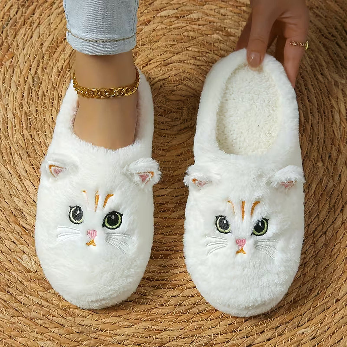 Damespantoffels Pluche met Kattenmotief