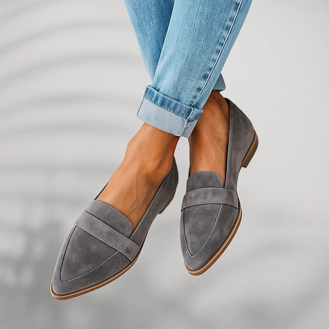 Dames Suede Look Loafers met Puntneus