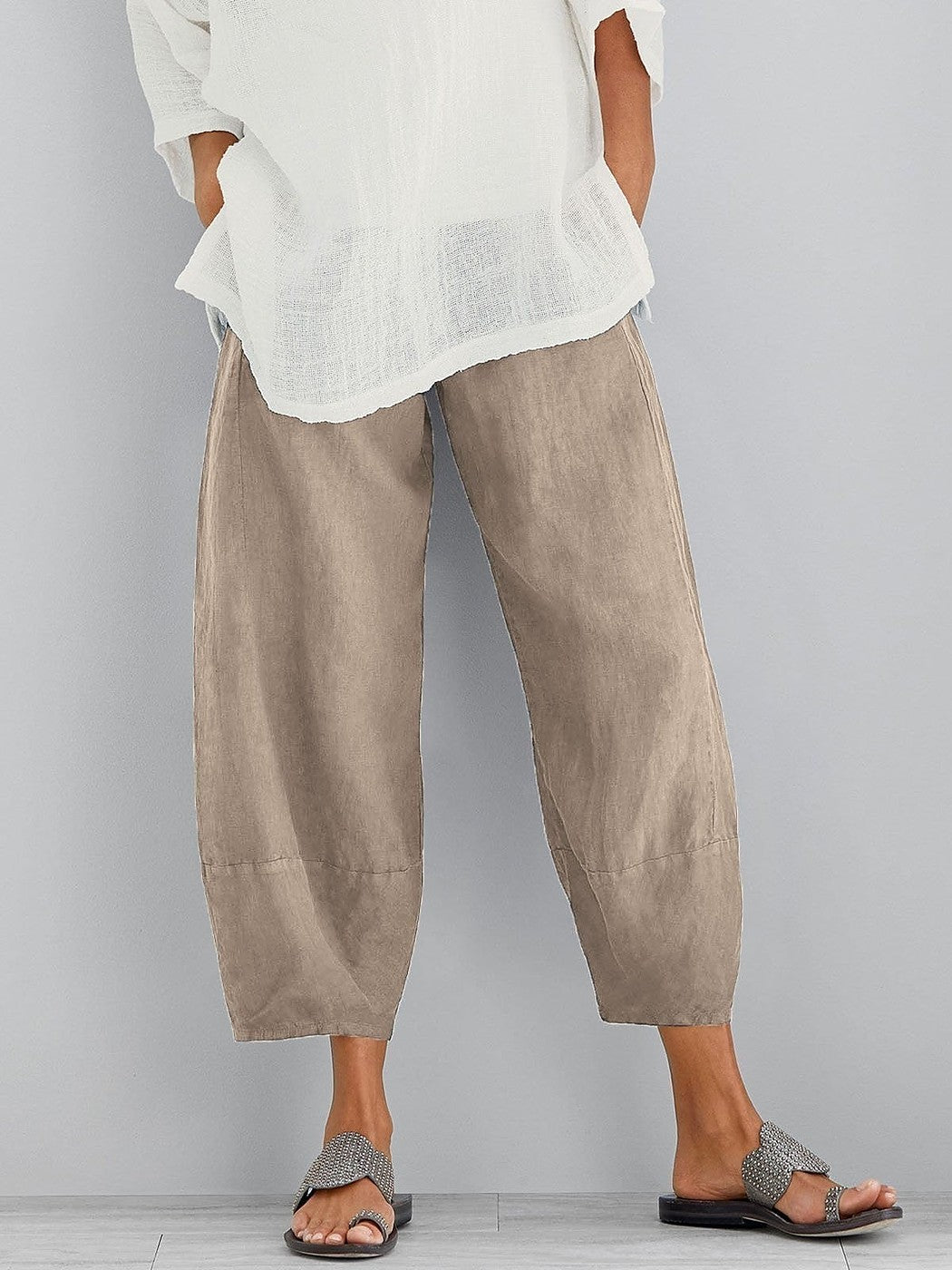 Dames Cropped Broek met Elastische Taille