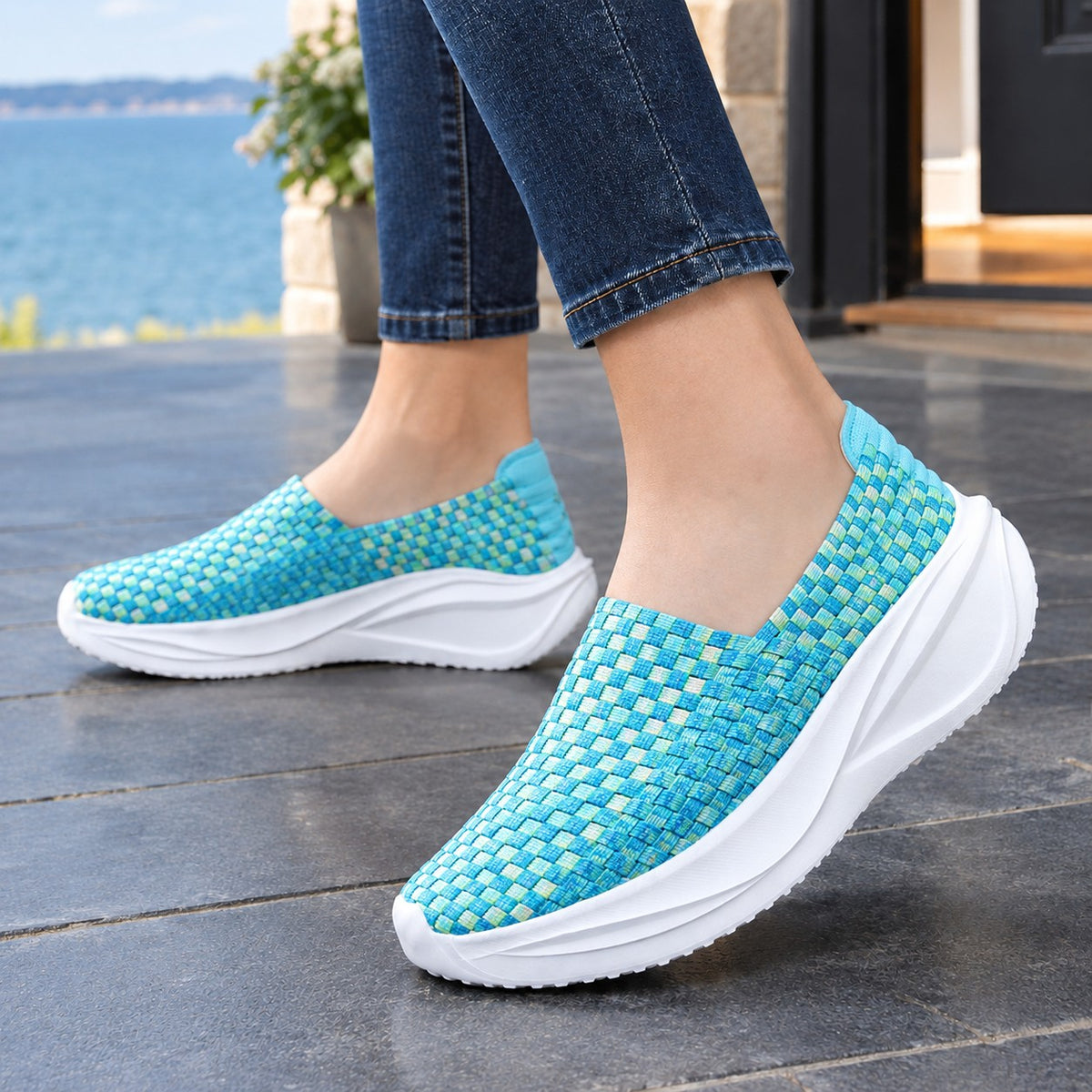 Dames Gevlochten Sleehak Sneakers