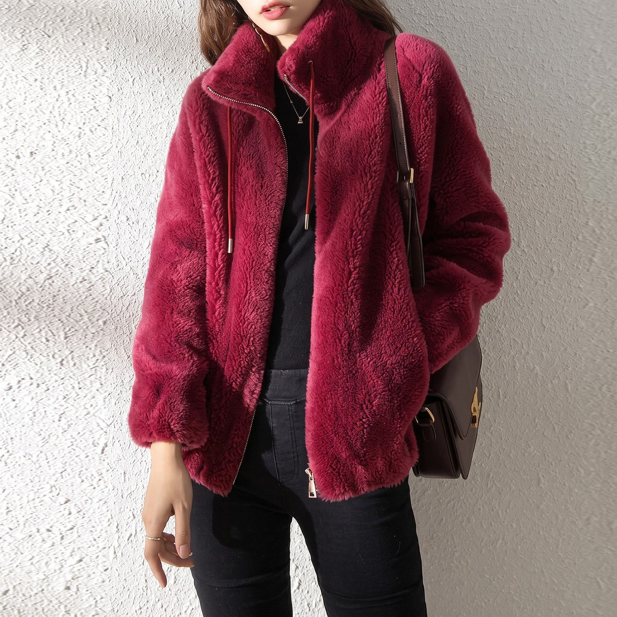 Damesvest Teddy Fleece met Rits en Zakken