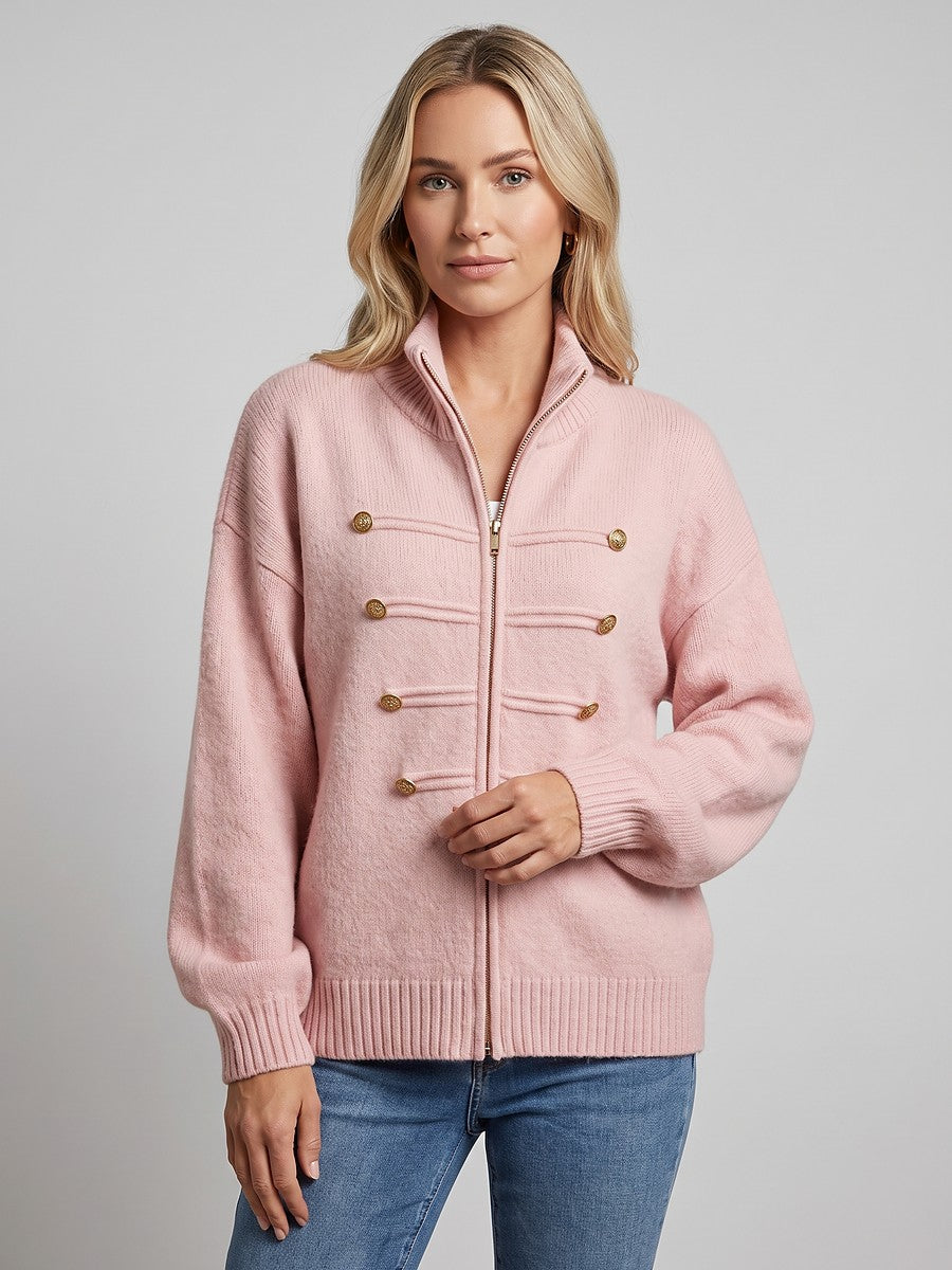 Dames Vest met Rits en Knoopdetail
