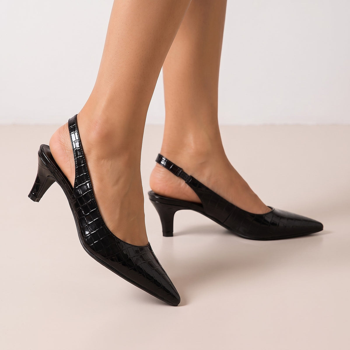 Dames Pumps met Blokhak en Slingbackband