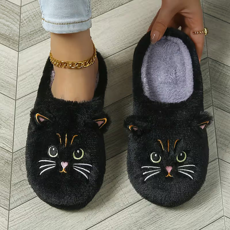 Damespantoffels Pluche met Kattenmotief