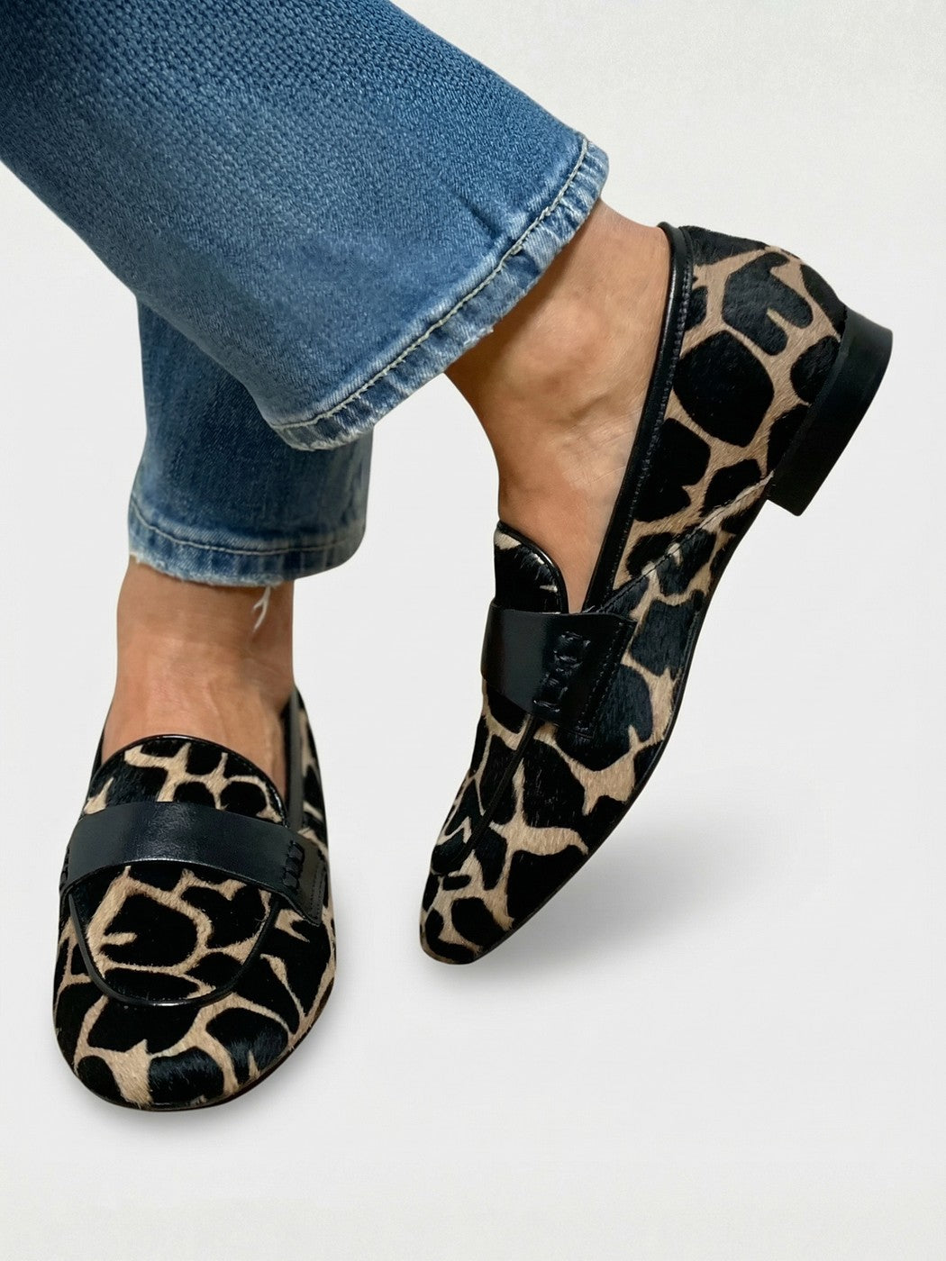 Dames Loafers met Dierenprint en Blokhak